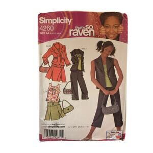 Simplicity 4260 That’s So Raven Top Skirt Pants Jacket Purse Sewing Pattern 8-16